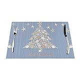 Stilvolles, gewebtes Tischset mit Muschel-Weihnachtsdruck, hitzebeständig, leicht zu reinigen, perfekte Tischdek