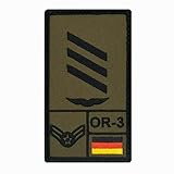 Café Viereck ® Hauptgefreiter Luftwaffe Bundeswehr Rank Patch mit Dienstgrad - Gestickt mit Klett – 9,8 cm x 5,6 cm (Oliv rechter Arm)