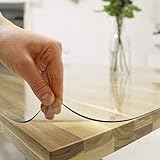Plas-Tex Tischfolie 2mm Transparent - Maß nach Wunsch - Klar Tischdecke Tischschutz Schutzfolie Abwaschbar weich PVC Kunststoffplatte (90x180cm)