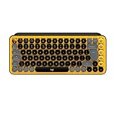 Logitech POP Keys Mechanische kabellose Tastatur mit anpassbaren Emoji-Tasten, Englishes QWERTY-Layout - Gelb/Schw