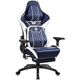 Dowinx Gaming Stuhl mit 4D-Armlehnen, Ergonomischer Gamer Stuhl mit Fußstütze Bürostuhl PU Leder, Bequeme Lordosenstütze Groß und hoch Gaming Sessel 180KG B