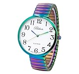 Blekon Collections PC21J Armbanduhr, supergroßes Zifferblatt, Stretchband, japanisches Uhrwerk, Irisierend, Medium, Großes Zifferb