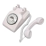Antikes Telefon, Mechanischer ABS-Klingeltonlautsprecher, Wähltastatur, Langlebiges Vintage-Schreibtischtelefon für ältere Menschen für Schlafzimmer für Hotel (White)