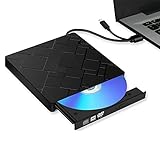 CD DVD Laufwerk, externes CD DVD Laufwerk USB 3.0 Typ-C Portable Slim CD/DVD RW Disc Drive Rewriter Brenner Floppy Super Drive Writer/Player für Laptop Desktop PC