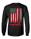 Fußballmannschaft Farbe Amerikanische Flagge Langarm Unisex T-Shirt, Schwarz, 4XL