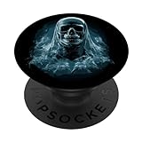 Ätherische Begegnung: Blue Smoke Ghost Skull PopSockets mit austauschbarem PopGrip