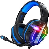 Fachixy 「2024 New」 FC200 Gaming Headset für PS4/PS5/PC/Xbox/Nintendo Switch, PS4 Kopfhörer mit Kabel und RGB Licht, Stereo Surround Kopfhörer mit Mikrofon, Noise Cancelling Gamer Headphones - B