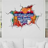 3D Optik WANDTATTOO 40x30 cm - selber gestalten - individuell - personalisiert mit Foto - Wunschtext - Dekoration Fensterfolie Wandaufkleber Kinderzimmer Wohnzimmer Schlafzimmer Küche B
