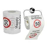KAMACA Lustiges Toilettenpapier Spaß Klopapier Happy Birthday mehr Spaß auf dem Stillen Örtchen cooler PARTYGAG Geschenkidee Geburtstagsgeschenk (2er Set 50 Geburtstag)