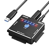 FIDECO USB 3.0 zu IDE und SATA Adapter, SATA zu IDE Festplatten Konverter, Externes Festplattenadapter für 2,5 und 3,5 Zoll HDD SSD, DVD-ROM/CD-ROM/CD-RW, Unterstützt O