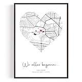 Wo alles begann Geschenk Koordinaten Personalisierte Geschenke für Frauen Bild — Ideal als Jahrestag Geschenk für Ihn & Sie — Partner Geschenke F