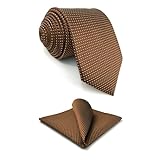 S&W SHLAX&WING Krawatten für Männer Braun Kupfer Formale Krawatte mit weißen Punkten Krawatte in klassischer Größe mit quadratischem Einsteck