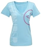 Zumba Wonder Damen T-Shirt mit V-Ausschnitt, Blau, Größe XL