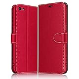 ELESNOW Hülle für iPhone 6 / 6S, Premium Leder Flip Schutzhülle Tasche Handyhülle mit [ Magnetverschluss, Kartenfach, Standfunktion ] für iPhone 6 / 6S (Rot)