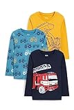 C&A Kinder Jungen T-Shirt Langärmelig Bedruckt|Motivprint 3er Pack|Multipack dunkelblau 140