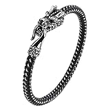 Ouroboros Drachen-Armband für Männer, Ouroboros Armband für Jungen, Wikinger-Drachen-Armreif, Punk-Drachen-Manschettenarmband, Drachen-geflochtenes Lederarmband, Drachenkopf-Armband, Drachenschmuck