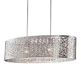 Pureday Deckenlampe Grate - Hängelampe - Lampe Wohnzimmer Lampe Schlafzimmer - Deckenbeleuchtung - aus Metall und Glas - mit Glaskristallen - ca. B80 x T31 x H120 cm - Silberfarb