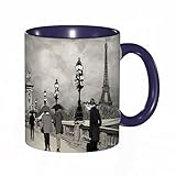 Tasse Mug,Zeichnung einer Ansicht der Alexander-III.-Brücke in Paris mit dem Eiffelturm. Einbruch der Dunkelheit an einem regnerischen Herbs,Kaffeetasse - Kaffeebecher mit Fassungsvermögen von 330