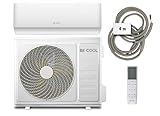 BE COOL Premium Split-Klimagerät 12.000 BTU mit Quick Connect – Kühlen: 3400 Watt/Heizen: 3420 Watt, EEK A++ / A+, max. 105 m³, 4m Quick Connector, WiFi, Fernbedienung, Premium-Funktionen – weiß