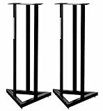 2x Pronomic SCS-20 Stativ für Studio Monitor Ständer (Höhe: 90 cm, Dreiecksbasis, Gummifüße, Dornenfüße/Spikes, Sicherheitssplint, Stahl, Trägerplatte mit Gummistreifen) Schwarz pulverb