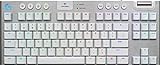Logitech G915 LIGHTSPEED TKL kabellose mechanische Gaming-Tastatur ohne Ziffernblock, Taktiler GL-Tasten-Switch mit flachem Profil, Französisches AZERTY Layout - Weiß
