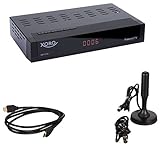 Xoro HRT 8730 KIT Full HD HEVC DVB-T/T2 Receiver (H.265, HDTV, HDMI mit Kabel, kartenloses Irdeto-Zugangssystem für Freenet TV, Mediaplayer, PVR Ready, USB 2.0, 12V, Antenne) schw