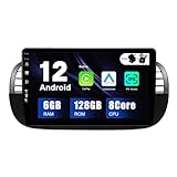 SXAUTO [6GB + 128GB] Android 12 IPS Autoradio für FAIT 500 (2007-2015) - Kabellos CarPlay / Android Auto - LED Kamera + MIC - DAB Fast-Boot Lenkrad 360-CAM AHD DSP BT - 2 Din 9 Z