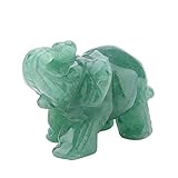 Elefant Figur, 2 Zoll natürliche Jade geschnitzten Elefanten Mini Pocket Crystal Figur für Reichtum glückliche Figuren Skulpturen Home Decor(Grüner Aventurin)