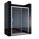 SONNI Schiebetür Dusche 140 cm Duschtüren Duschabtrennung Glasschiebetür Höhe 185 cm Klarglas Duschwand Duschkab