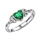 ChicSilver Damen Keltischer Knot Silber Smaragd Ring mit Zirkonia Bling Herz Ring mit Geschenkebox für Frauen E