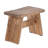 DESIGN DELIGHTS RUSTIKALES SITZBÄNKCHEN SCHEMEL 40' | Mahagoni, massiv, 40x31x25 cm (BxHxT) | Fußhocker, Dekohocker aus Holz | Farbe: 01 Natur-Vintag