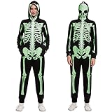 Spooktacular Creations Erwachsene Frauen Skelett Glühen in der dunklen Jumpsuit Pyjama Overall für Halloween-Kostüm, Trick oder behandeln, Motto-Party,M