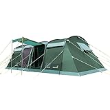 Skandika Tunnelzelt Montana 8 Personen | Camping Zelt mit eingenähten Zeltboden, mit Sleeper Technologie, 3-4 Schlafkabinen, 5000 mm Wassersäule, Moskitonetze | großes Familienzelt, Grü
