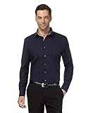 Vincenzo Boretti Herren Hemd bügelfrei 100% Baumwolle Regular-fit Uni-Farben dunkelblau 39-40