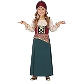 NET TOYS Bezauberndes Wahrsagerin-Kostüm für Mädchen 7 - 9 Jahre, 127 - 132 cm - Entzückende Kinder-Verkleidung Zigeunerin mit Kleid & Bandana - Genau richtig für Fasching & Kostü