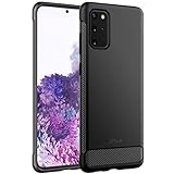 JETech Dünne Hülle für Samsung Galaxy S20 Plus 5G (2020), Dünne Handyhülle mit Stoßdämpfung und Kohlefaser Design (Schwarz)