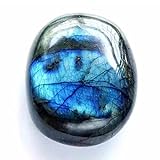Heilender Aura-Kristall, 1 Stück, 90 g–110 g, natürlicher rauer Fancy Blue Fire Labradorit-Kristall, polierter Palmstein-Kristall FZUGEDRLI (Size : 10pc)