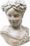UDIG Pflanztopf Büste Gaia, Zement, grau, 28 cm, Blumentopf Übertopf Frauenkopf Pflanzkopf Frauenbü