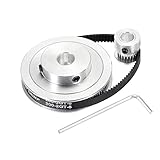 sourcing map Zahnriemenscheibe 20&80 Zähne 8mm&10mm Bohrung Synchronrad mit Riemen und Schraubenschlüssel für 3D-Drucker, CNC-Maschine, 1 S
