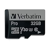 Verbatim Pro U3 Micro SDHC Speicherkarte mit Adapter, 32 GB, Datenspeicher für 4K Ultra HD Video-Aufnahmen, Micro SD Karte in schwarz, ideal für Action-Cams, Camcorder, Smartphones und Tab