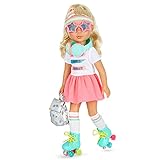 Glitter Girls Deluxe Puppe Sunnie – Bewegliche 36 cm Puppe mit Rollschuhen, Puppenkleidung, Zubehör und rosa-blonden Langen Haaren zum Frisieren – Spielzeug ab 3 Jahren (11 Teile)