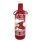 Weihnachts-Schneeflocke gestricktes Weinflaschen-Set Kreativer Pullover Rotwein-Set Weihnachtsdekorationen Shisha Stopfen (C, One Size)