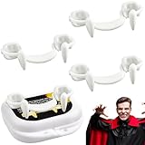 Pipihome Vampirzähne, Weiche einziehbare künstliche Zähne aus Silikon, Realistische Halloween Vampirzähne für Kinder Erwachsene, Scharfe Zähne für Cosplay Party Performance R