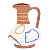 Kleine Keramikvase mit abstrakten Gemälden, Krug mit Henkel, Dekorative Vase Braunes und weißes Steingut, Dekorative Vase, Krug Ethnisches Handgemachtes Ornament, 16