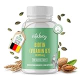 Vitabay Biotin Tabletten Hochdosiert 10.000 mcg - 200 Vegane Tabletten - Hochdosierte Biotin für Haare, Haut & Nägel - Biotin B7 10mg pro Tagesdosis - Vitamin B7 und Vitamin H - Biotin Haar V