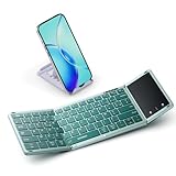 seenda Bluetooth-Tastatur, faltbar, AZERTY, Mini-Tastatur, kabellos, mit Touchpad, wiederaufladbar, volle Größe, 3 Kanäle, Bluetooth, für Windows iOS Android Tab