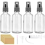 PAMIYO 4Stk Sprühflasche Klein Glas 50ml, Transparent Mini Sprühflasche Leer Parfüm Zerstäuberflaschen Befüllen Tragbares Zerstäuber für Ätherisches Öle Parfüm Kosmetik Körperpflege Flüssigk