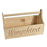 CHICCIE Werkzeugkiste Personalisierbar 34x18x21cm - Natur Holzkiste Aufbewahrung