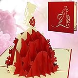 LINPOPUP®, Pop Up 3D Karte, Hochzeitskarte, Hochzeitseinladung, Brautkleid, N225