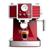 Cecotec Espressomaschine Power Espresso 20 Tradizionale Light Red. 1350 W, ForceAroma-Technologie mit 20 Bars, verstellbare Dampfdüse, Doppelter Auslauf, Automatische Abschaltung, Trop